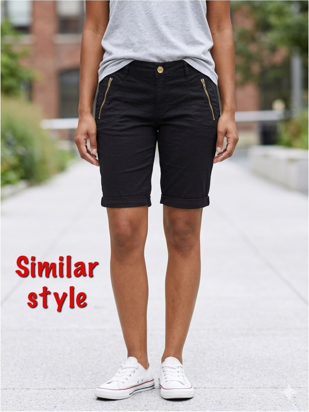 Liquid x Casual  Black Rolled-Cuff Bermuda Shorts